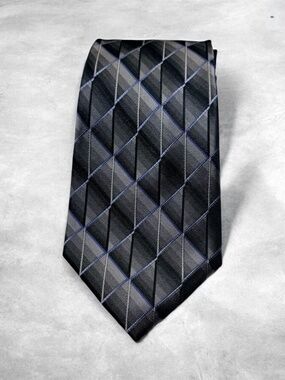 Kenneth Cole Reaction Tie Gray Blue Geometric